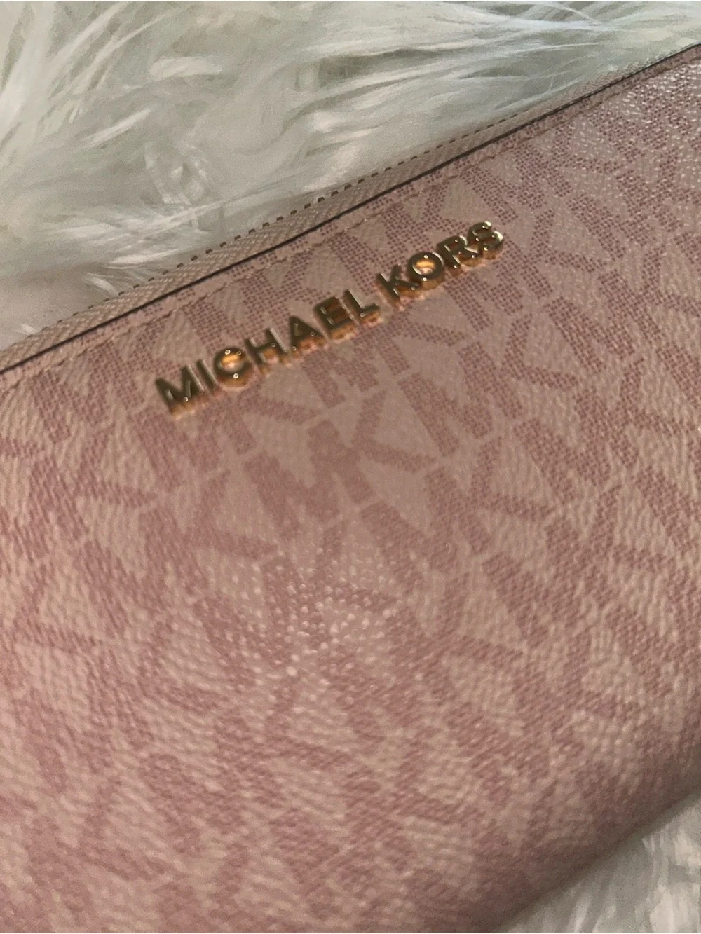 Michael Kors Blush Signature MK Wristlet Wallet with Gold Hardware